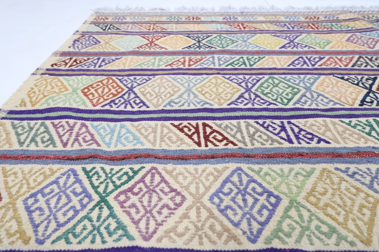 195 x 299 cm | Flat weaved Afghan Tribal Hand Knotted Carpet