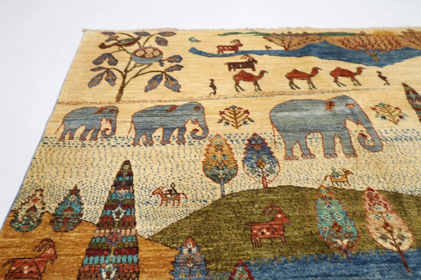 195 x 195 cm | Animal Afghan Tribal Hand Knotted Wool Carpet