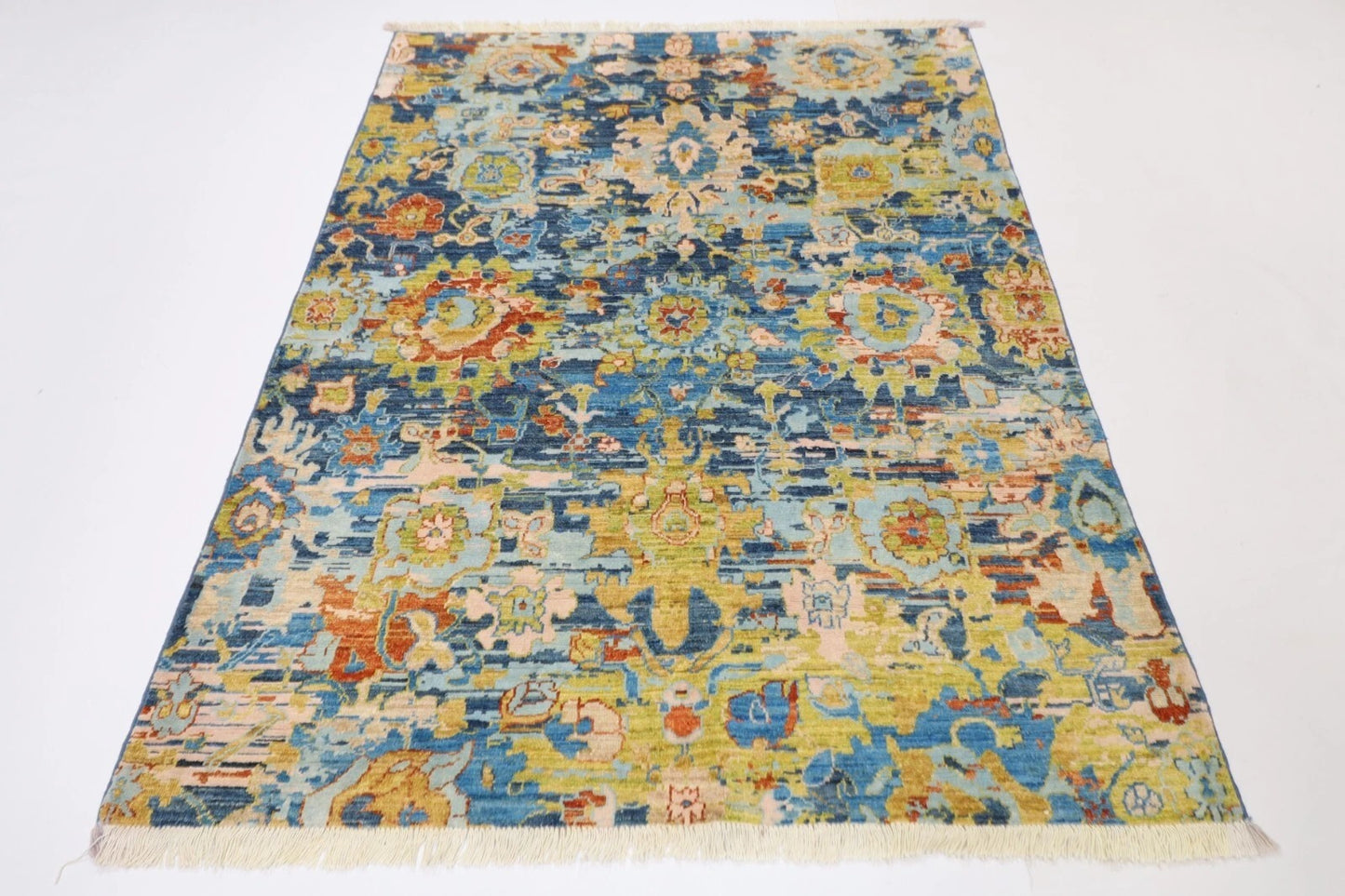 148 x 196 cm | Abstract Afghan Tribal Hand Knotted Veg Dye Wool Carpet