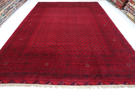 296 x 385 cm | Fine Bokhara Afghan Hand Knotted Carpet