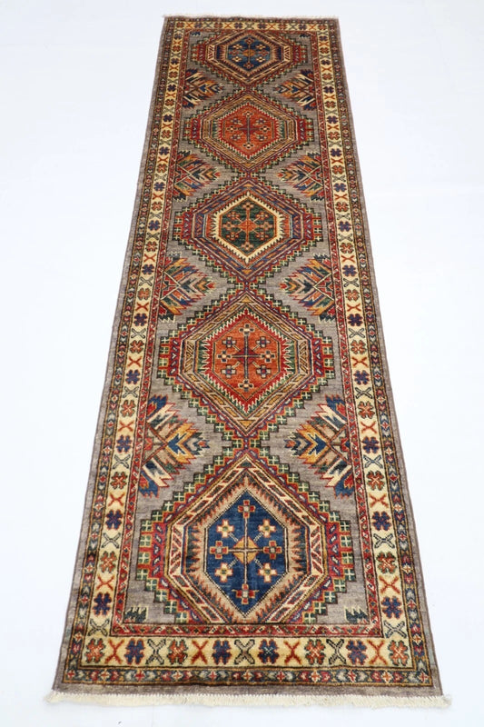 74 x 243 cm | Kazak Afghan Tribal Hand Knotted Wool Runner