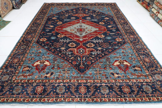 275 x 363 cm | Serapi Navy Afghan Tribal Hand Knotted Carpet