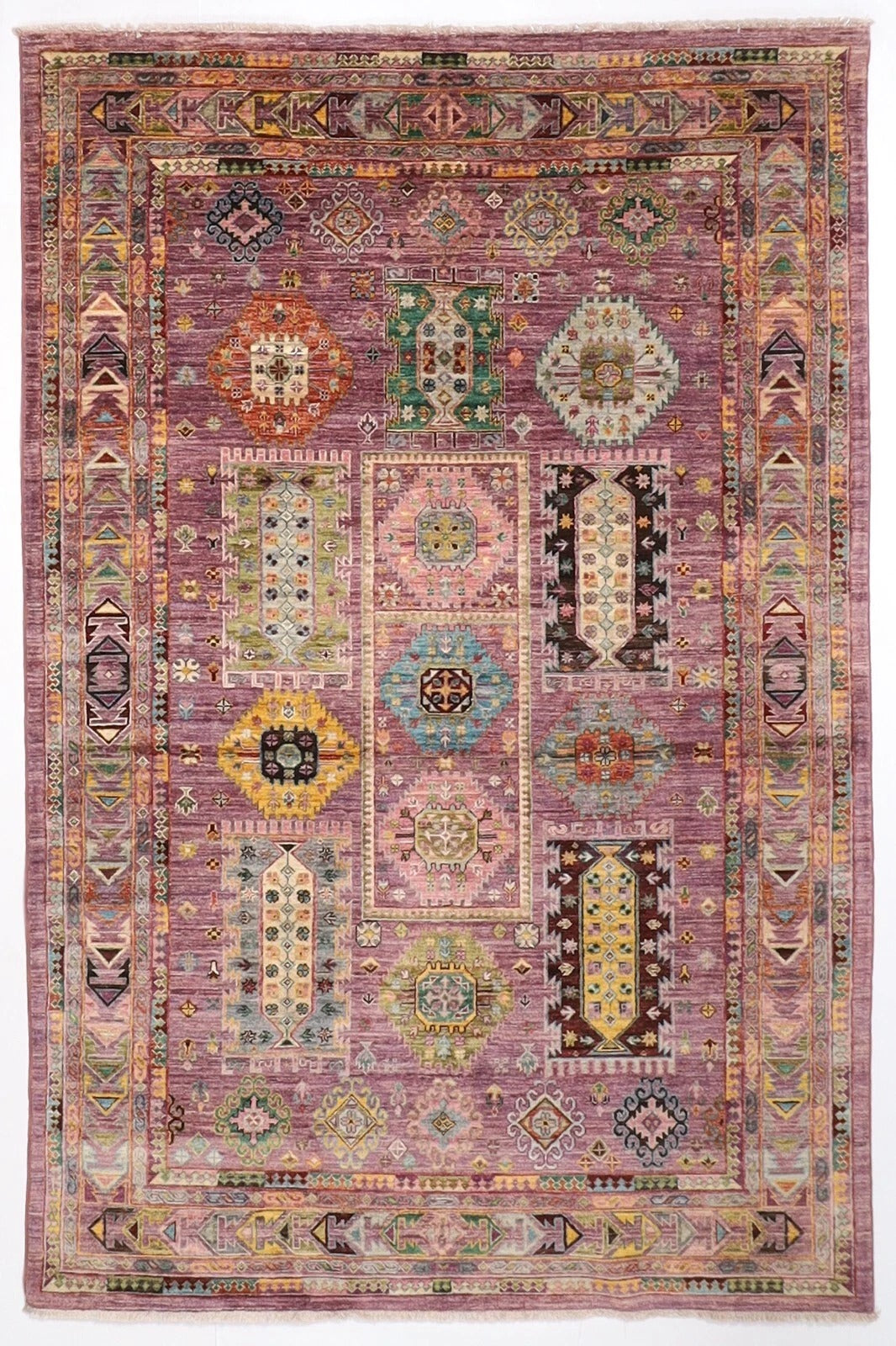 168 x 252 cm | Waziri Pink Afghan Tribal Hand Knotted Veg Dye Wool Carpet
