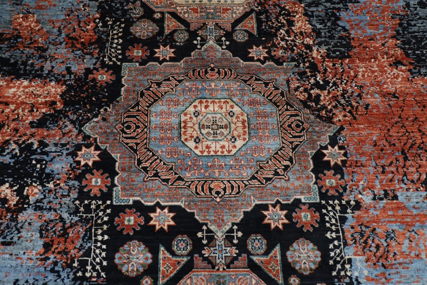252 x 302 cm | Abstract Mamluk Afghan Tribal Hand Knotted Carpet