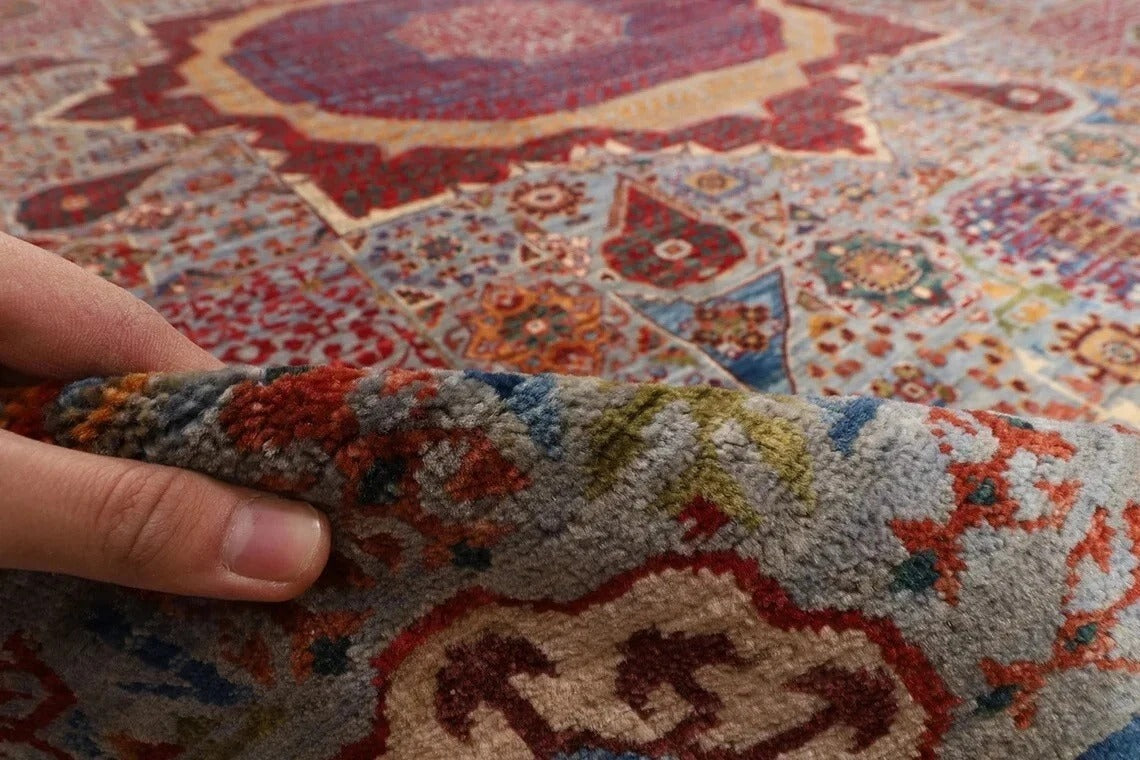 364 x 542 cm | Gray Mamluk Large Size Area Rug Hand Knotted Carpet Living Room Rug