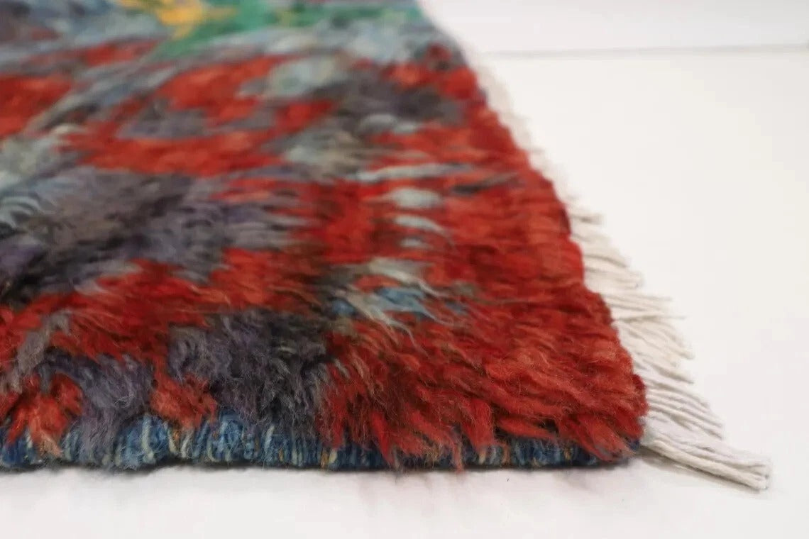 194 x 284 cm | Abstract Long Pile Afghan Tribal Hand Knotted Carpet