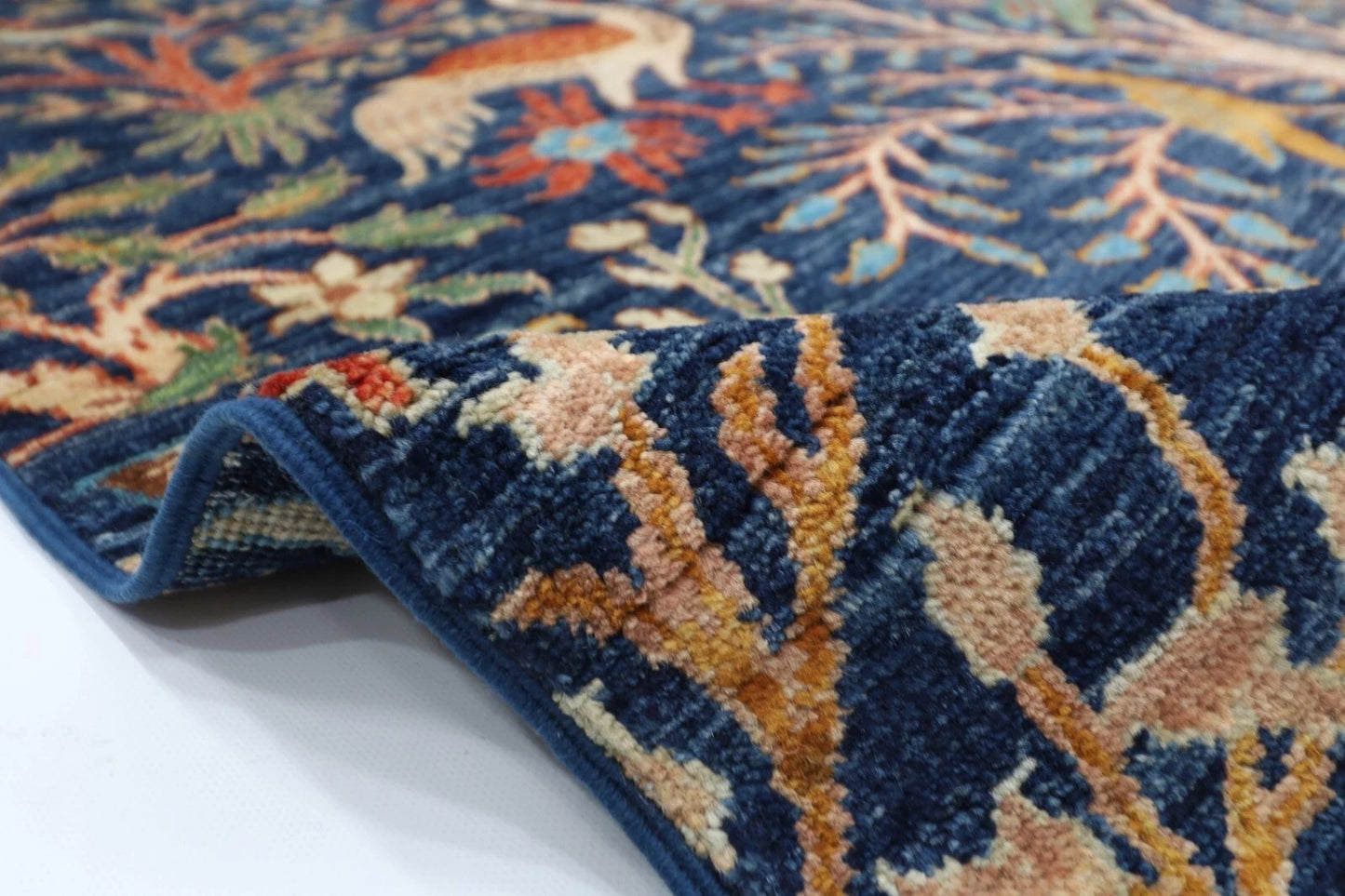 179 x 280 cm | Birds Blue Afghan Tribal Hand Knotted Veg Dye Wool carpet