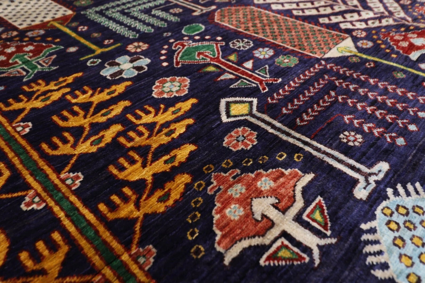 203 x 289 cm | Plants and Trees Afghan Tribal Hand Knotted Carpet