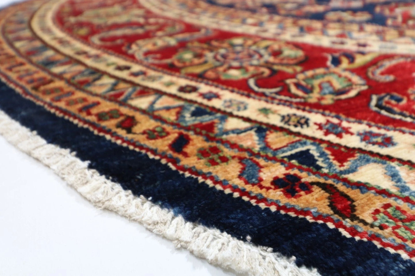 278 x 276 cm | Kazak Afghan Tribal Hand Knotted Wool Round Carpet