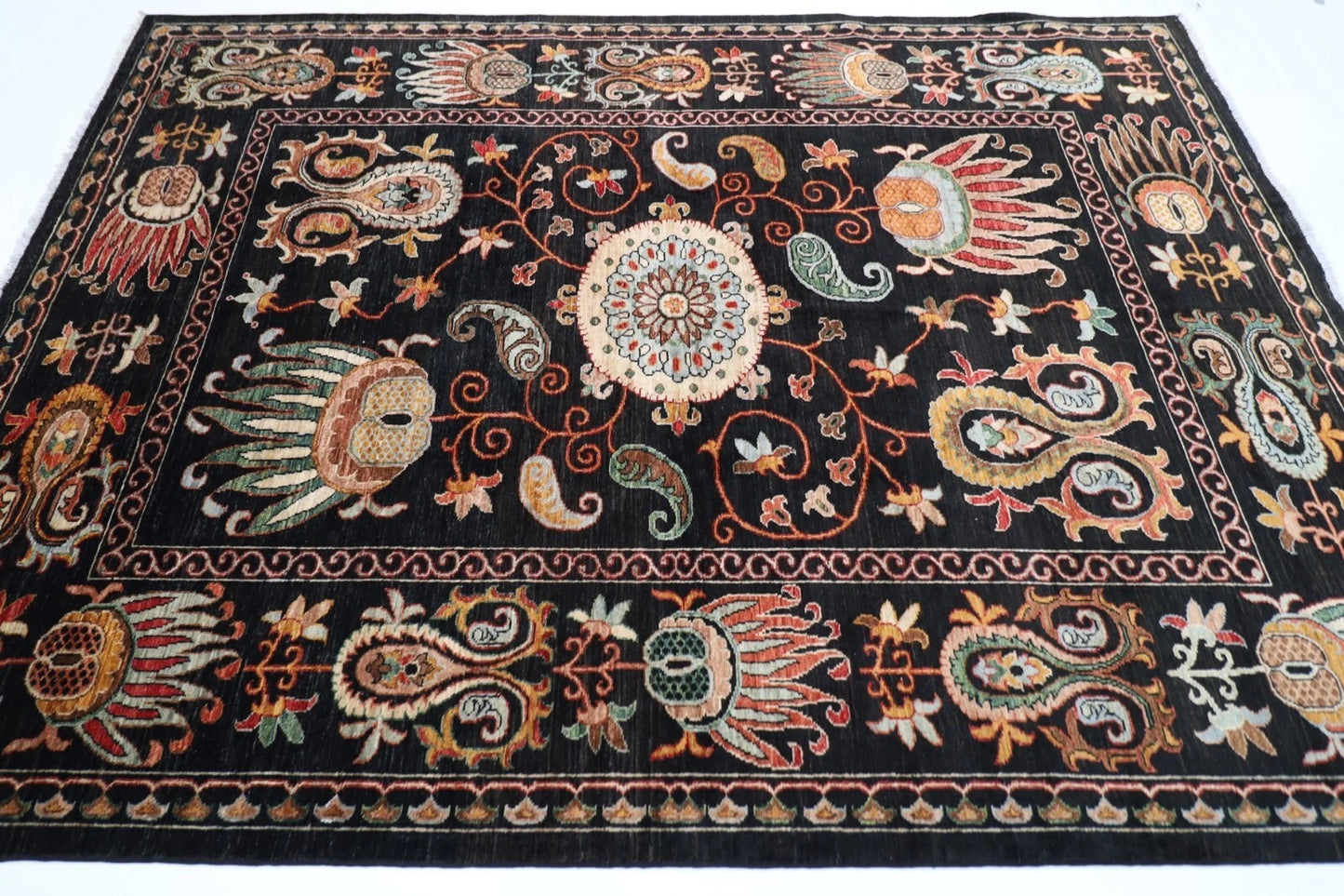 197 x 273 cm | Suzani Afghan Tribal Hand Knotted Carpet