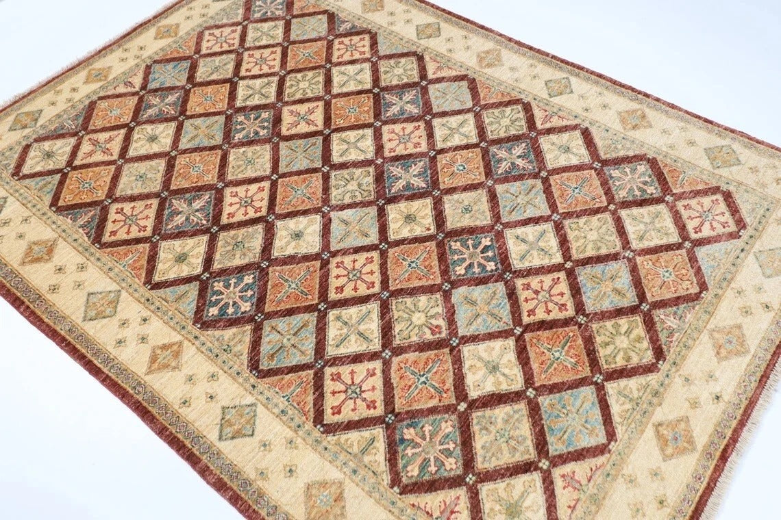 151 x 203 cm | Tribal Hand Knotted Veg Dye Wool Carpet
