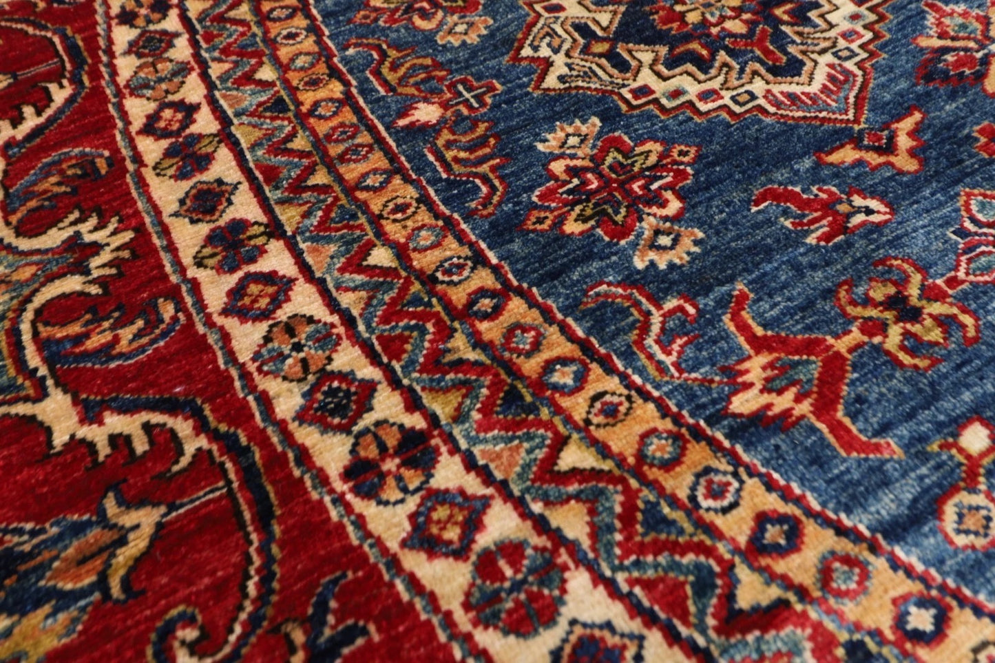 305 x 310 cm | Kazak Afghan Tribal Hand Knotted Wool Round Carpet