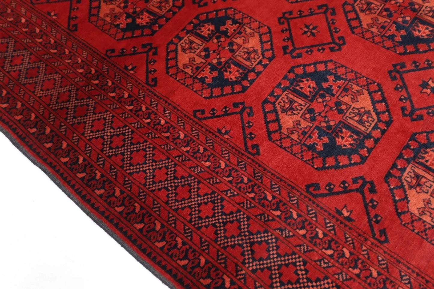 211 x 298 cm | Bokhara Afghan Tribal Hand Knotted Carpet
