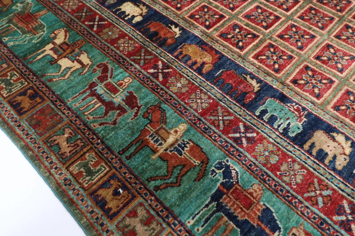 168 x 234 cm | Pazyryk Afghan Tribal Hand Knotted Veg Dye Wool Carpet