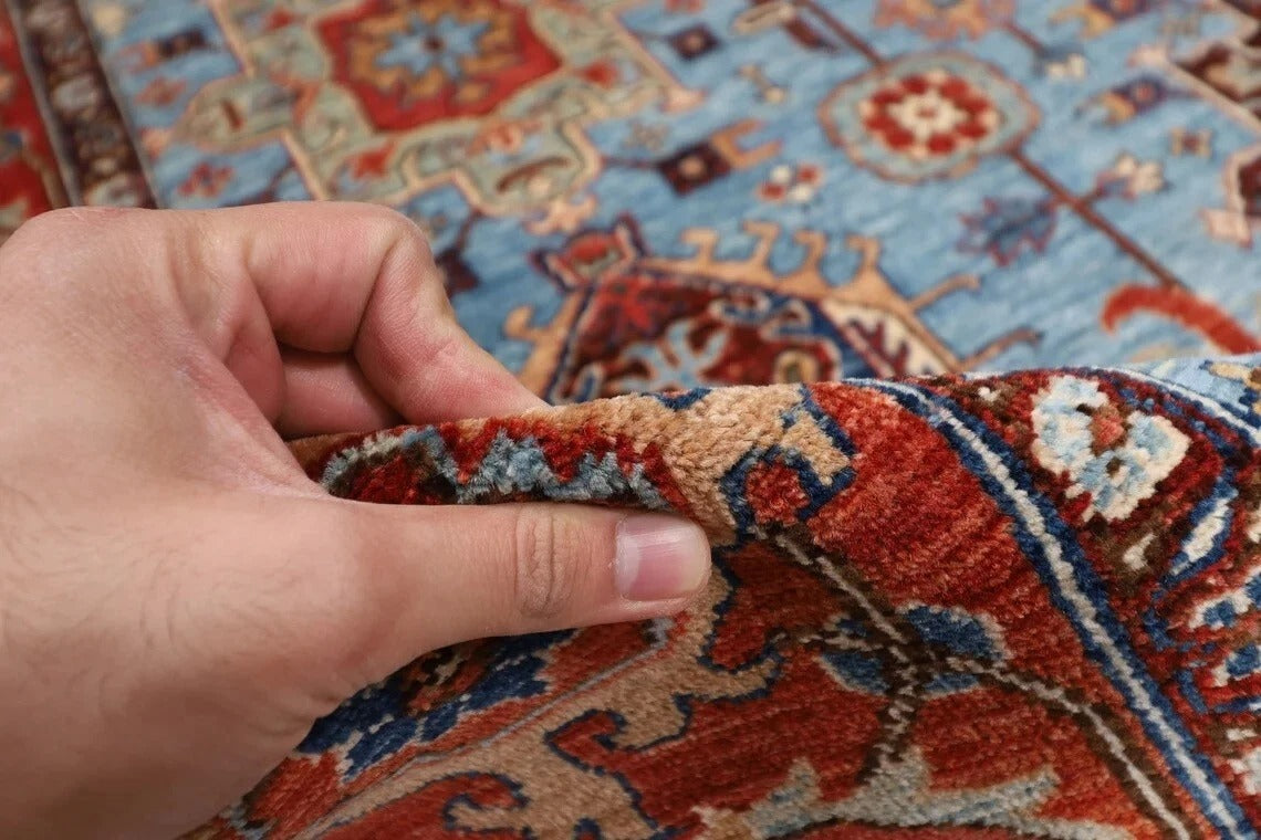 192 x 267 cm | Waziri Blue Afghan Tribal Hand Knotted Veg Dye Wool Carpet