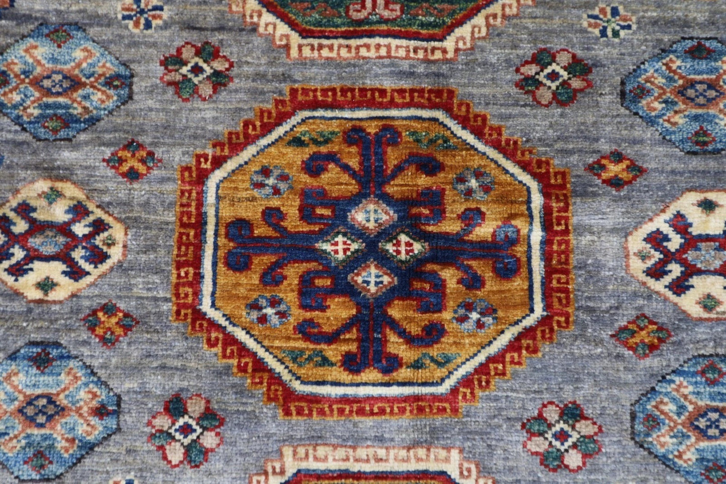 150 x 208 cm | Kazak Afghan Tribal Hand Knotted Veg Dye Wool carpet