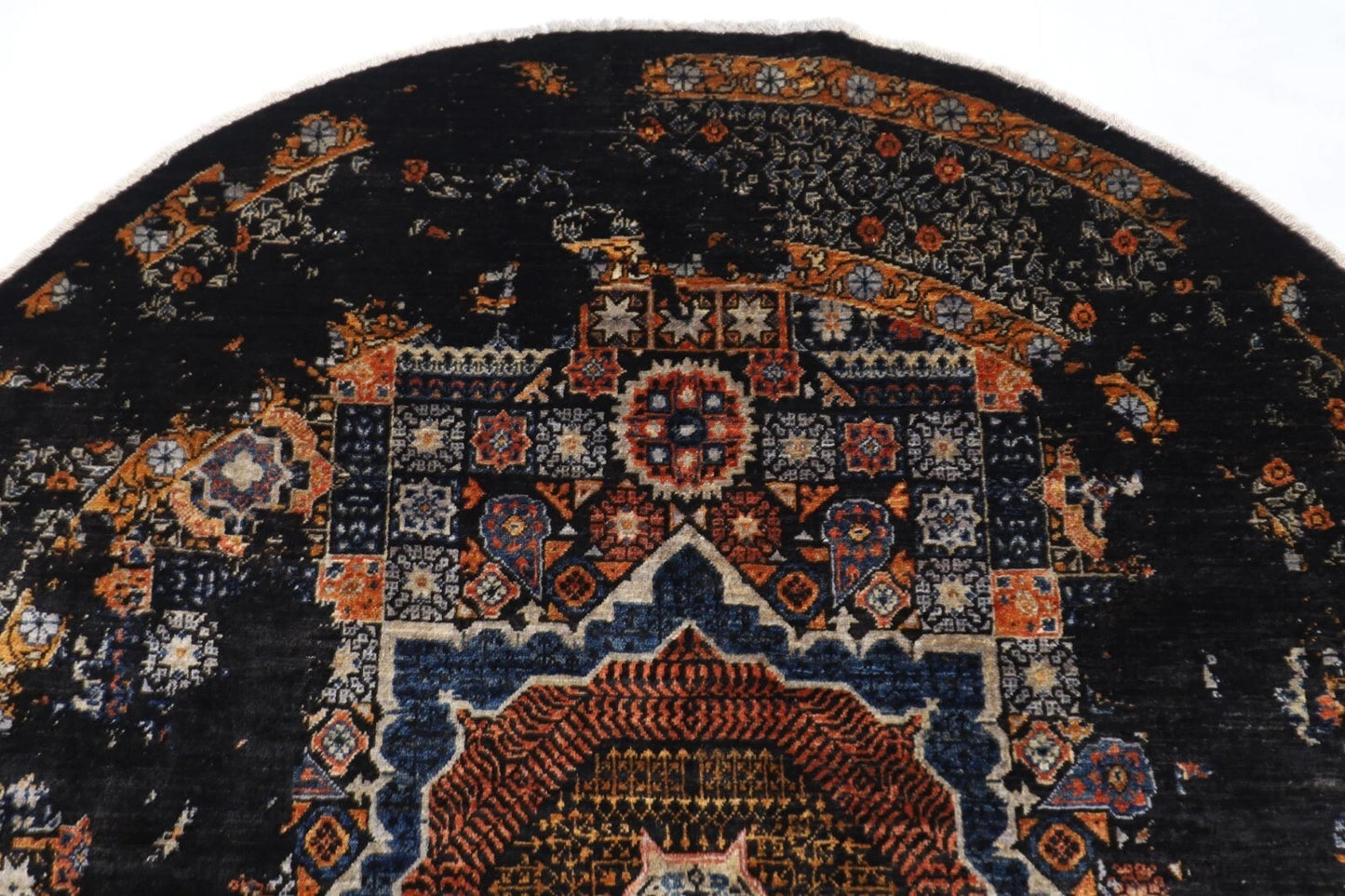 200 x 200 cm |Abstract Afghan Tribal Hand Knotted Wool Round Carpet
