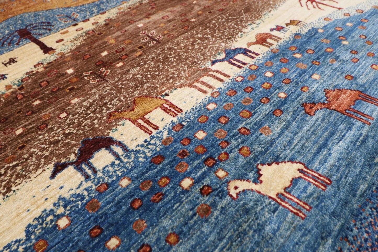 180 x 257 cm | Landscape Animal Afghan Tribal Hand Knotted Veg Dye Wool Carpet