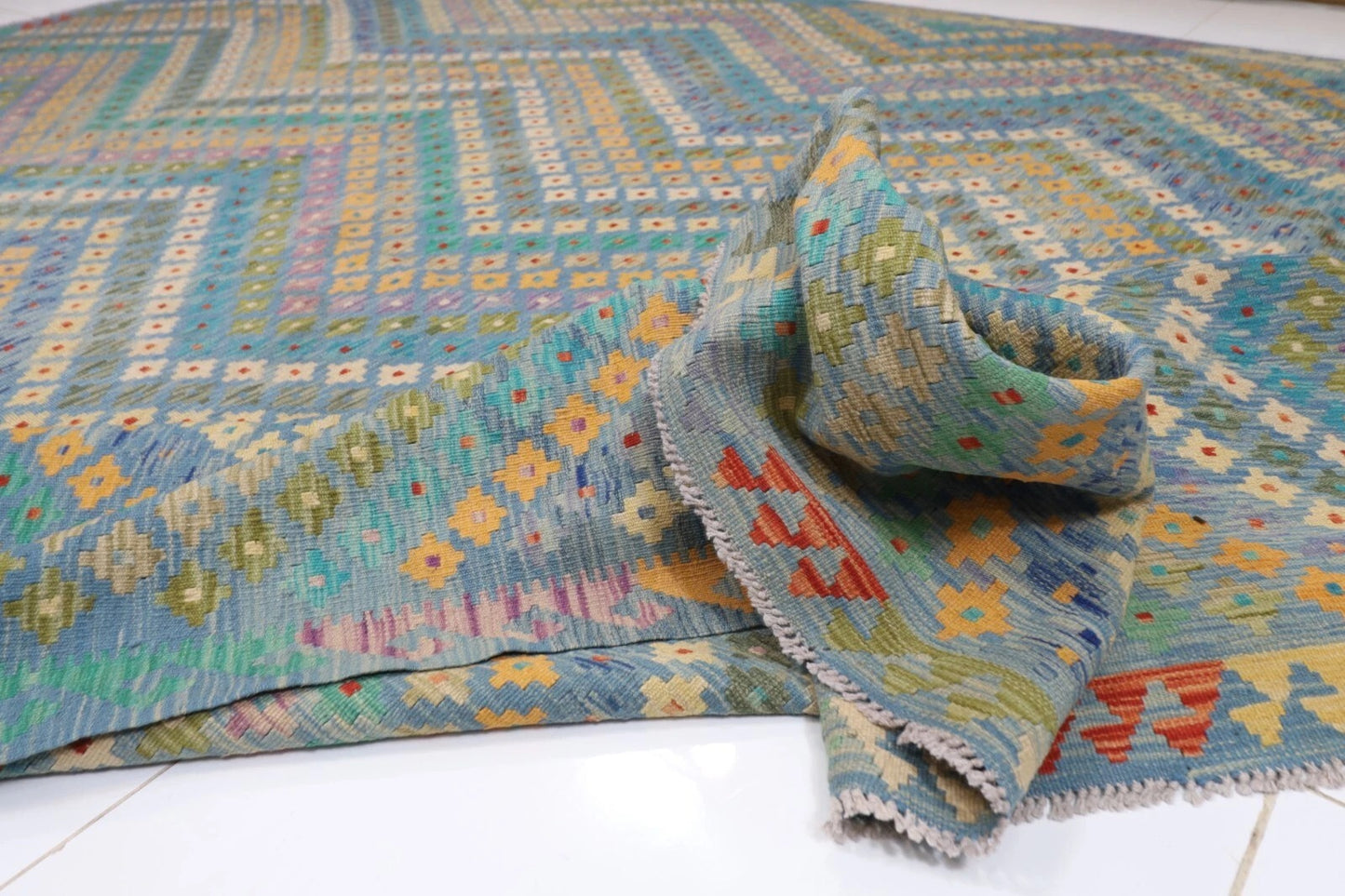 318 x 416 cm | Flat Weaved Afghan Tribal Hand Knotted Kilim