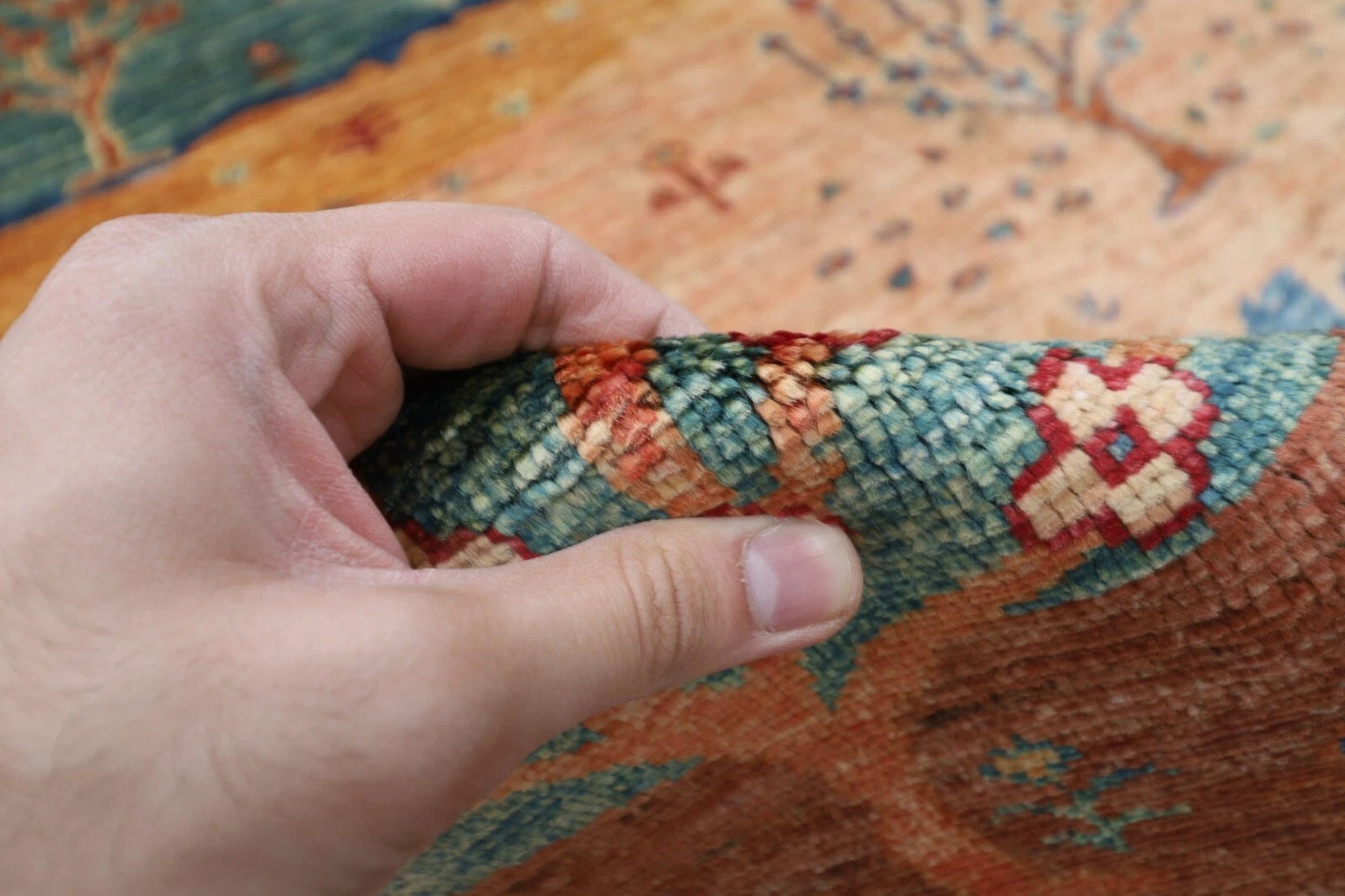 168 x 230 cm | Landscape Afghan Tribal Hand Knotted Veg Dye Wool Carpet