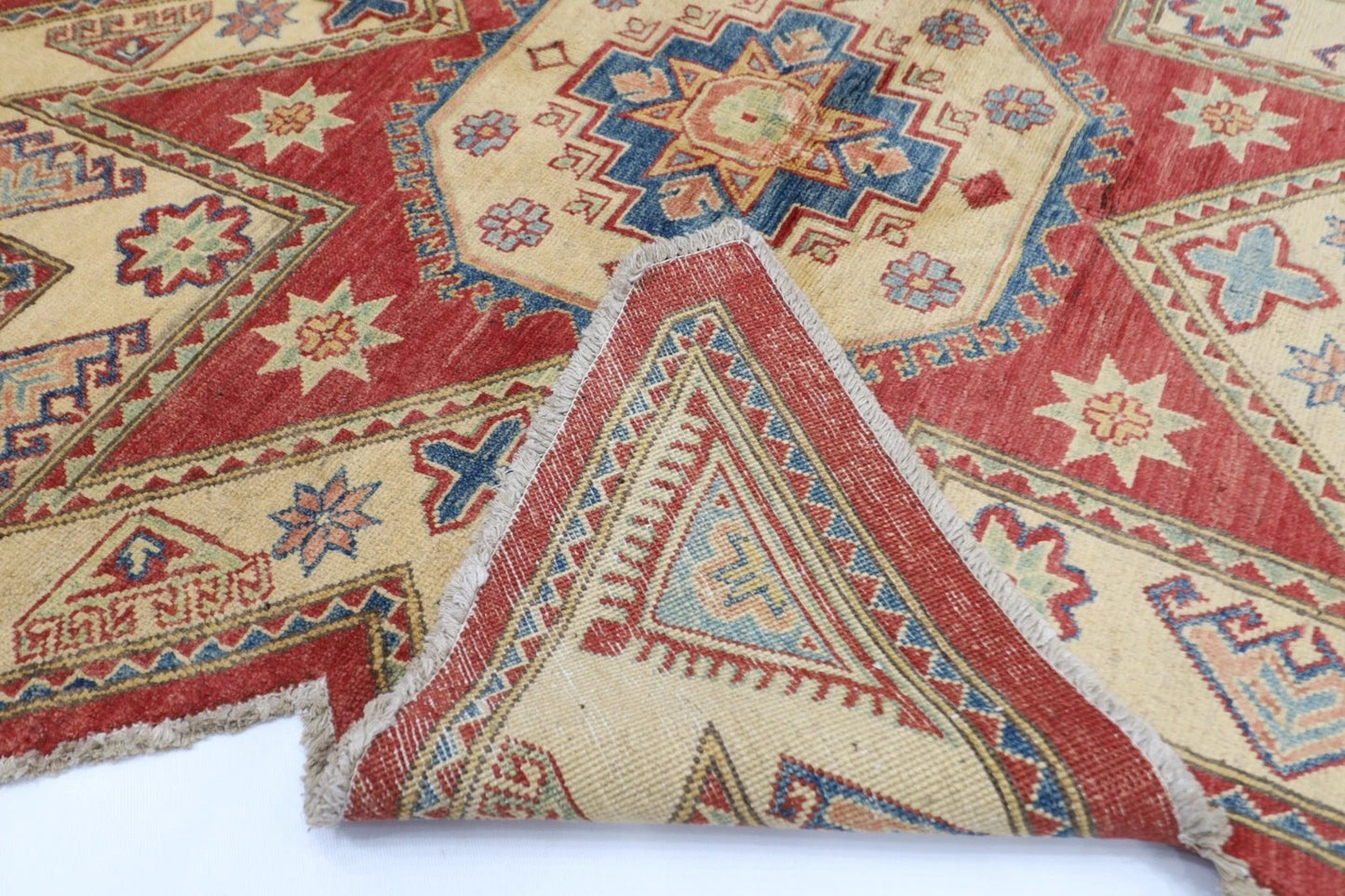 200 x 200 cm | Kazak Afghan Tribal Hand Knotted Wool Carpet