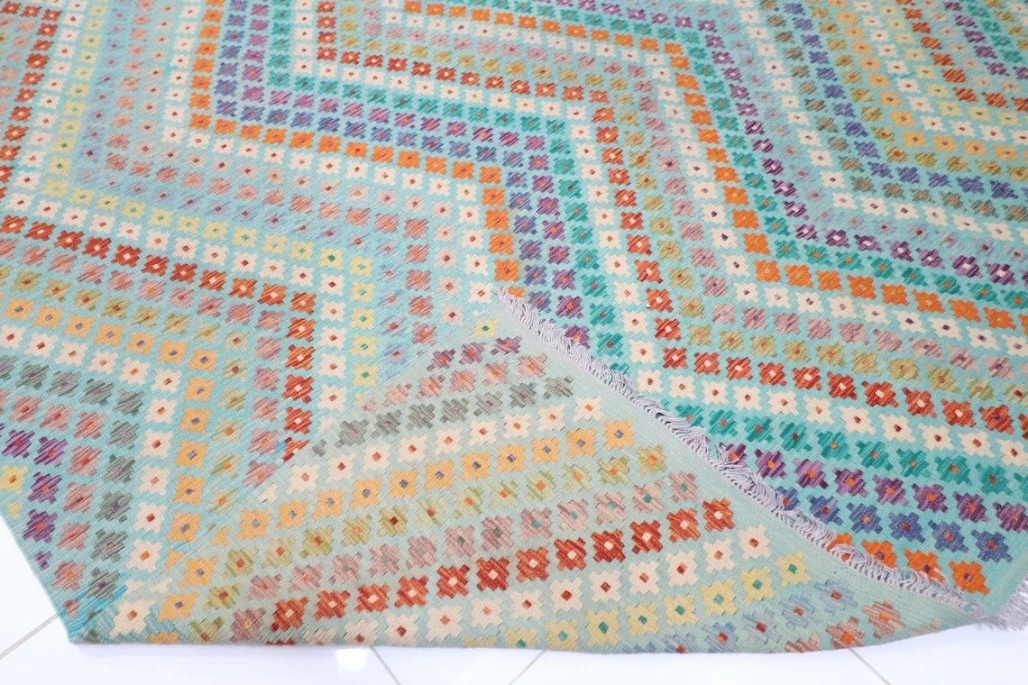 313 x 396 cm | Flat Weaved Afghan Tribal Hand Knotted Kilim