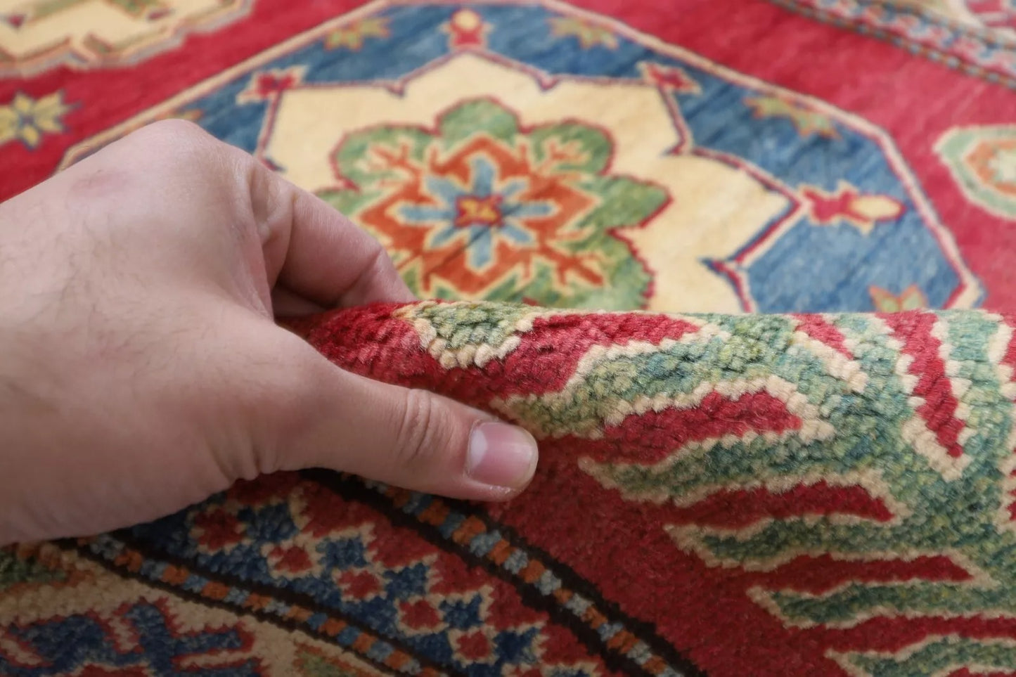 120 x 160 cm | Kazak Afghan Tribal Hand Knotted Veg Dye Wool carpet