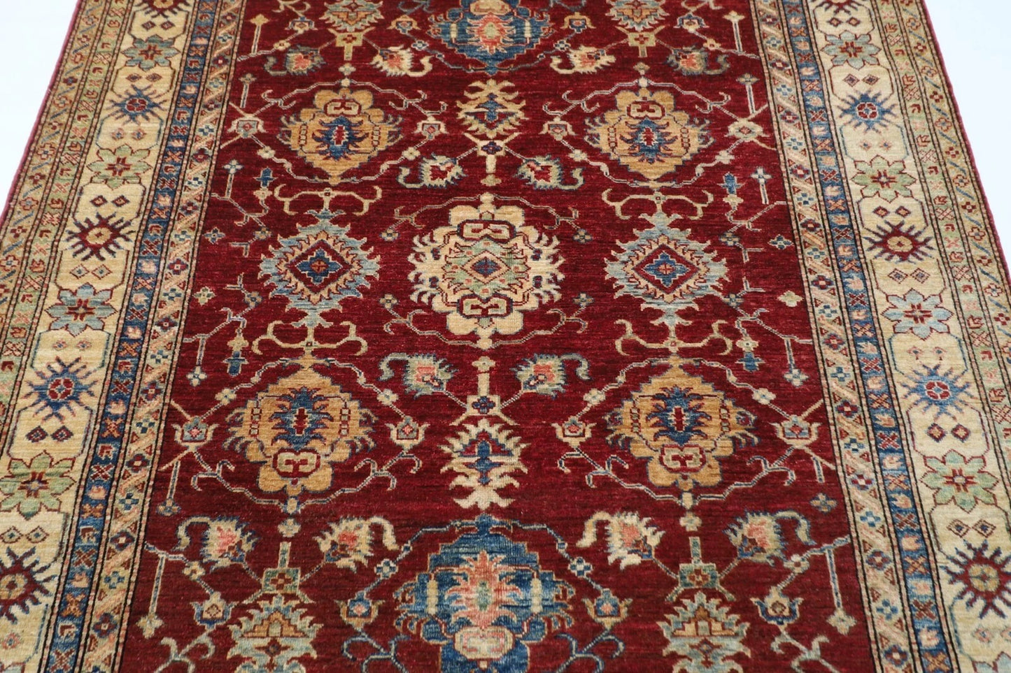 178 x 260 cm | Kazak Red Afghan Tribal Hand Knotted Veg Dye Wool Carpet