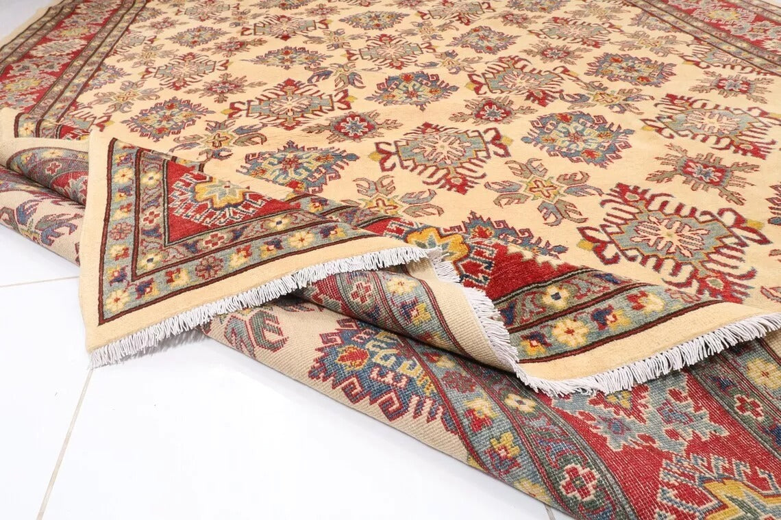 305 x 424 cm | Yakkish Beige Afghan Tribal Hand Knotted Carpet