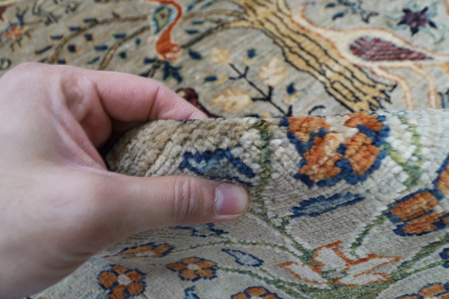 151 x 204 cm | Birds Afghan Tribal Hand Knotted Veg Dye Wool carpet