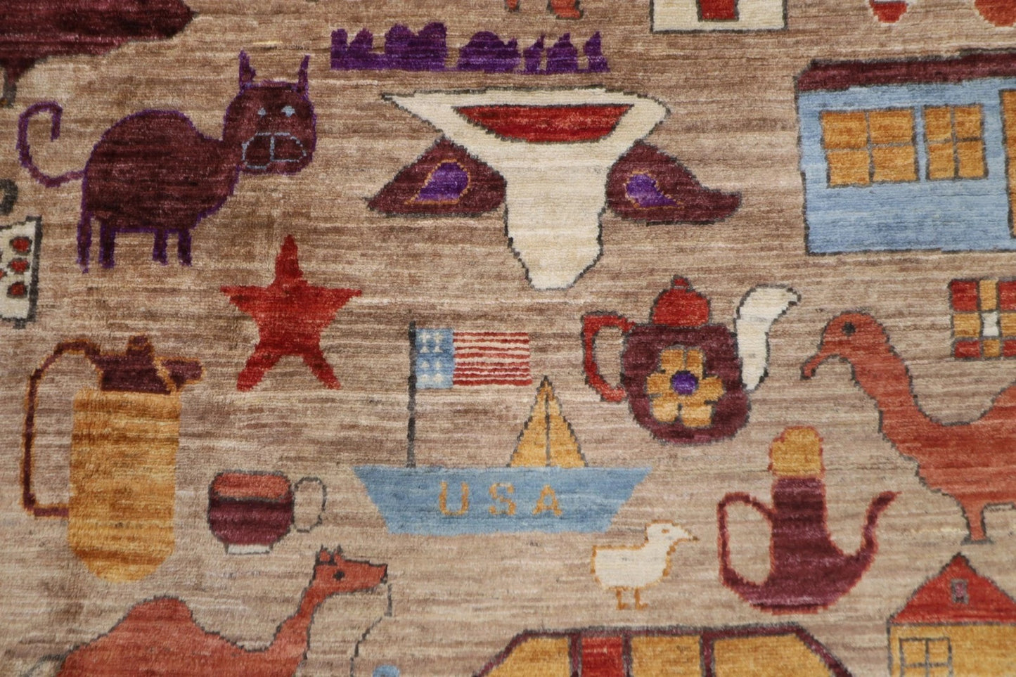 189 x 271 cm | Landscape Gabbeh Animal Afghan Tribal Hand Knotted Veg Dye Wool Carpet