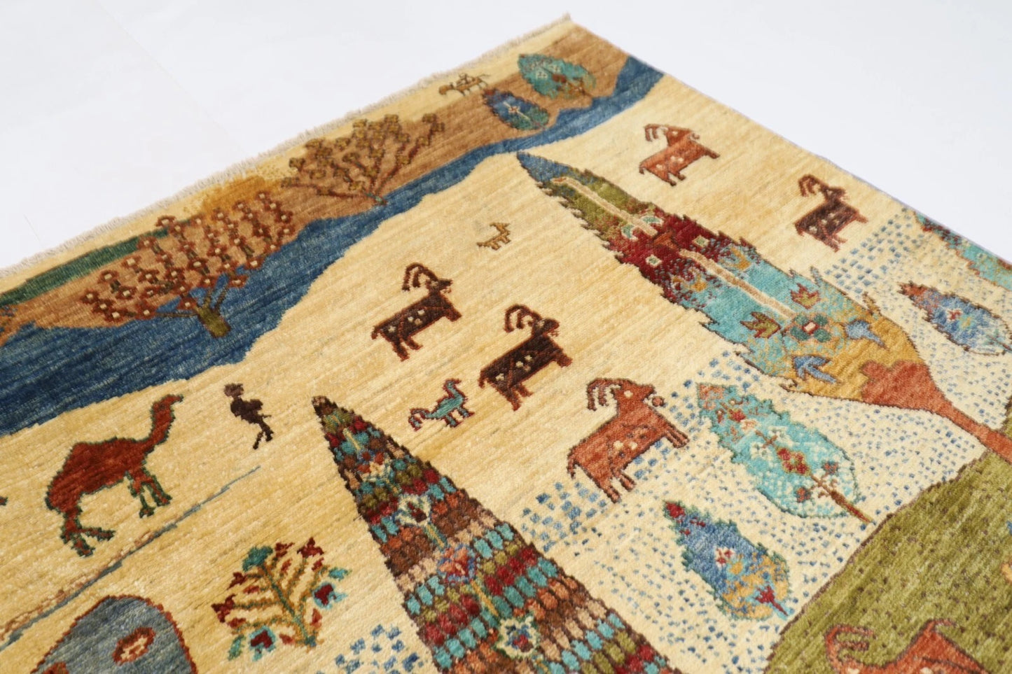 195 x 195 cm | Animal Afghan Tribal Hand Knotted Wool Carpet