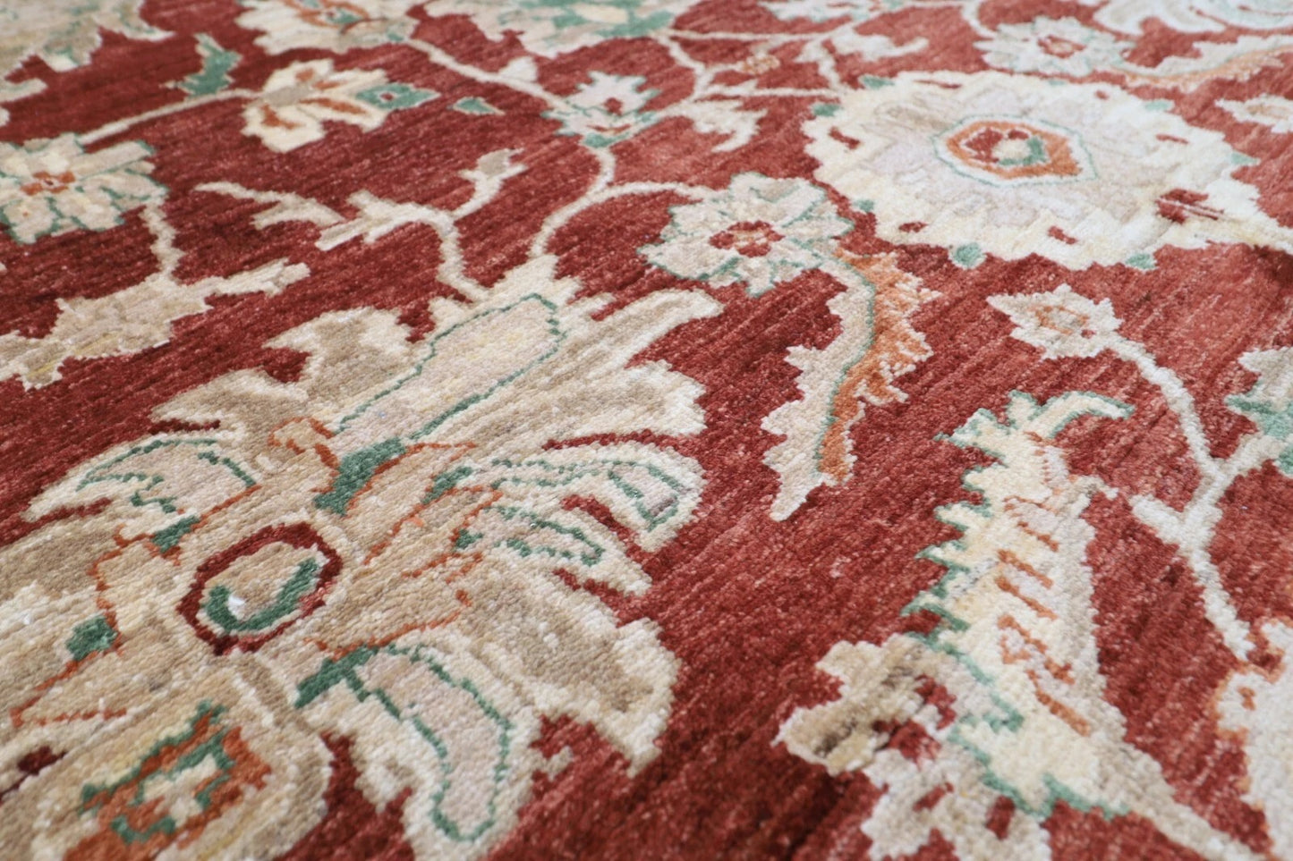 180 x 275 cm | Floral Red Afghan Tribal Hand Knotted Veg Dye Wool Carpet