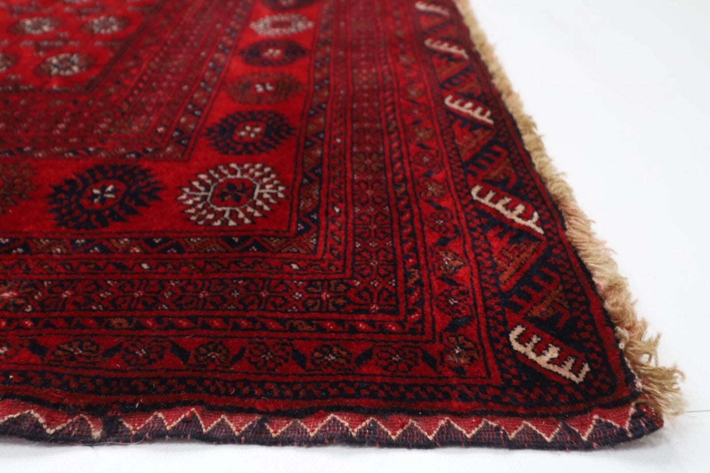 208 x 252 cm | Fine Mori Bokhara Afghan Tribal Hand Knotted Carpet