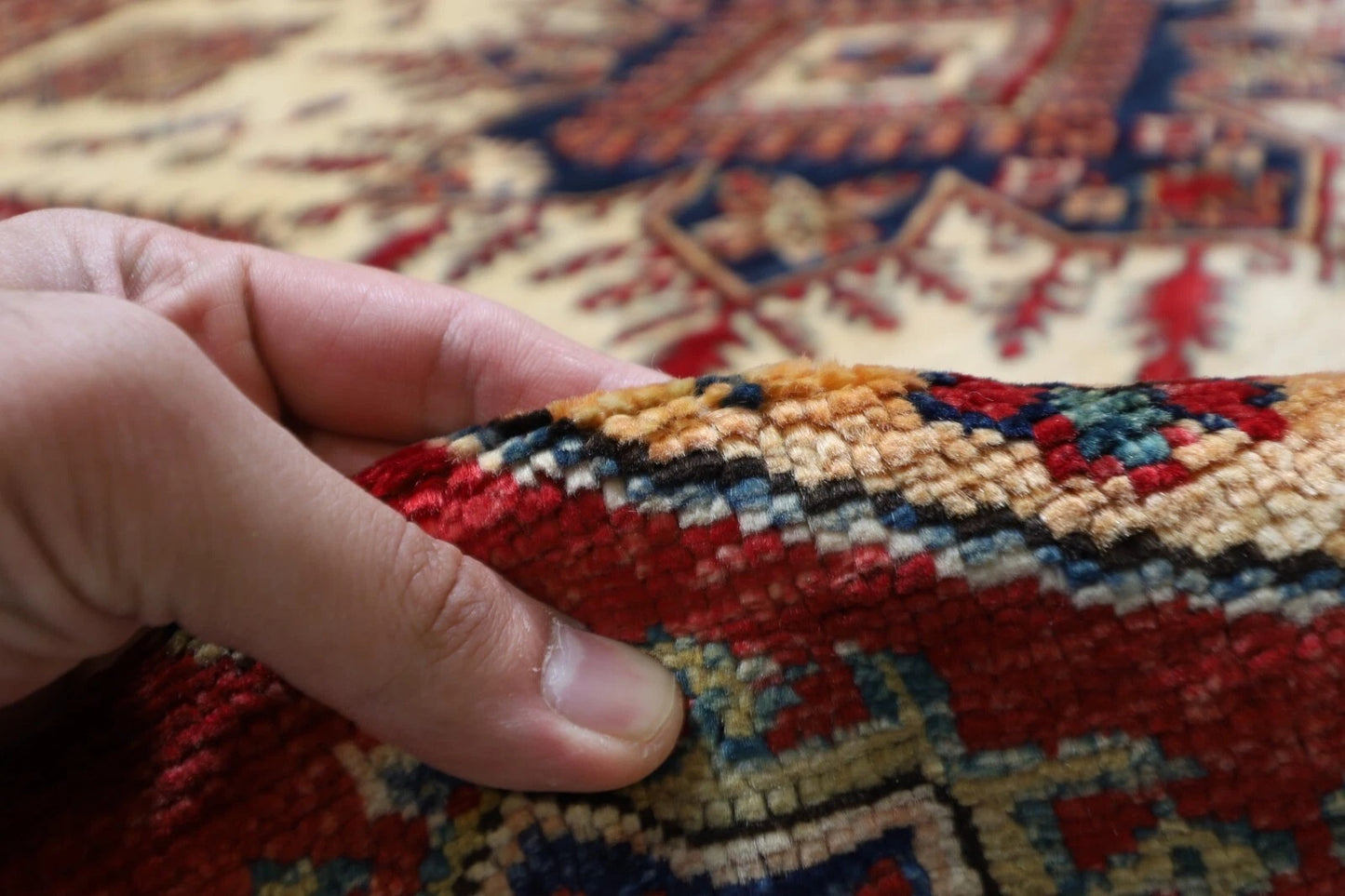 250 x 247 cm | Kazak Afghan Tribal Hand Knotted Wool Round Carpet