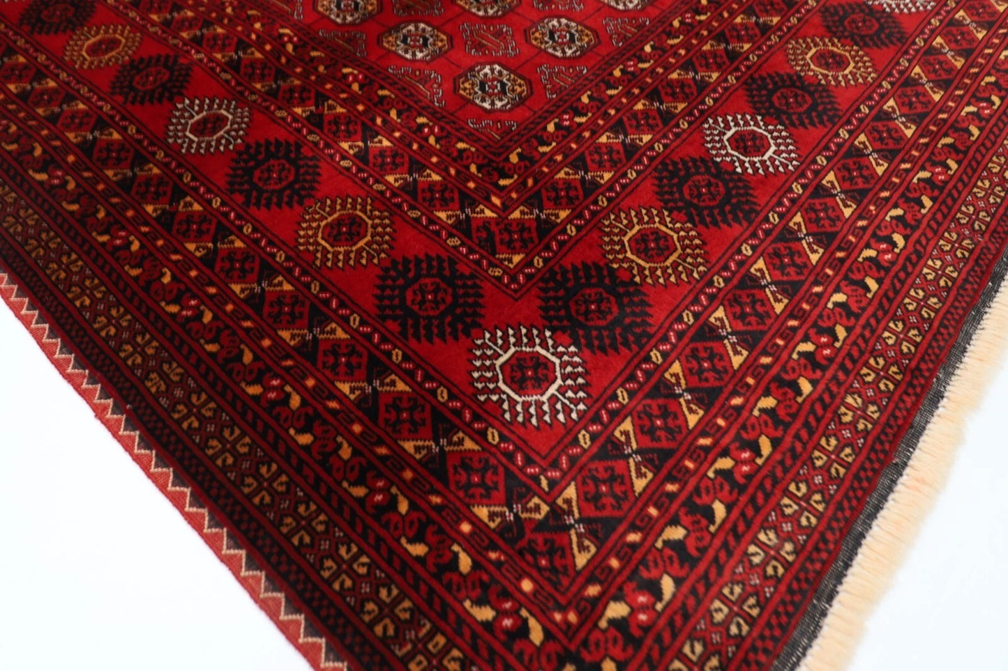 207 x 274 cm | Fine Mori Bokhara Afghan Tribal Hand Knotted Carpet