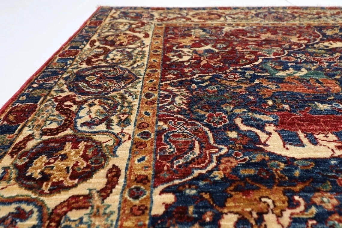 154 x 197 cm | Kerman Afghan Tribal Hand Knotted Veg Dye Wool Carpet