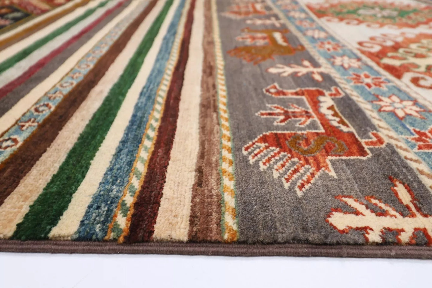 196 x 299 cm | Striped Afghan Tribal Hand Knotted Carpet