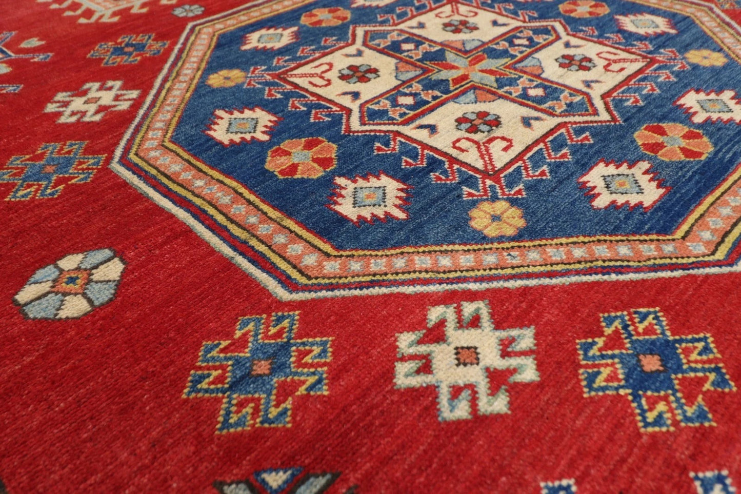 203 x 280 cm | Kazak Afghan Tribal Hand Knotted Carpet