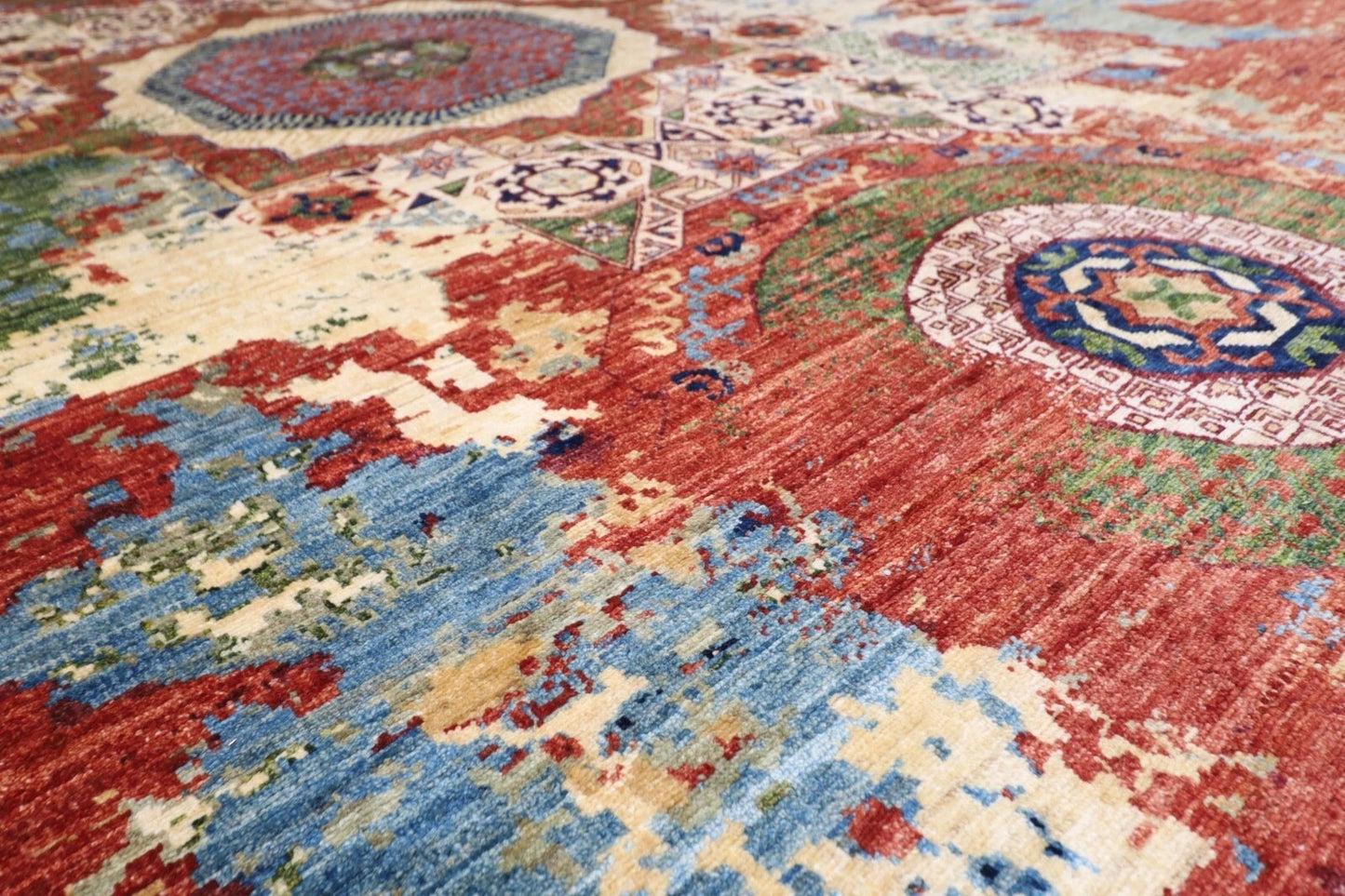 307 x 435 cm | Abstract Mamluk Afghan Hand Knotted Carpet