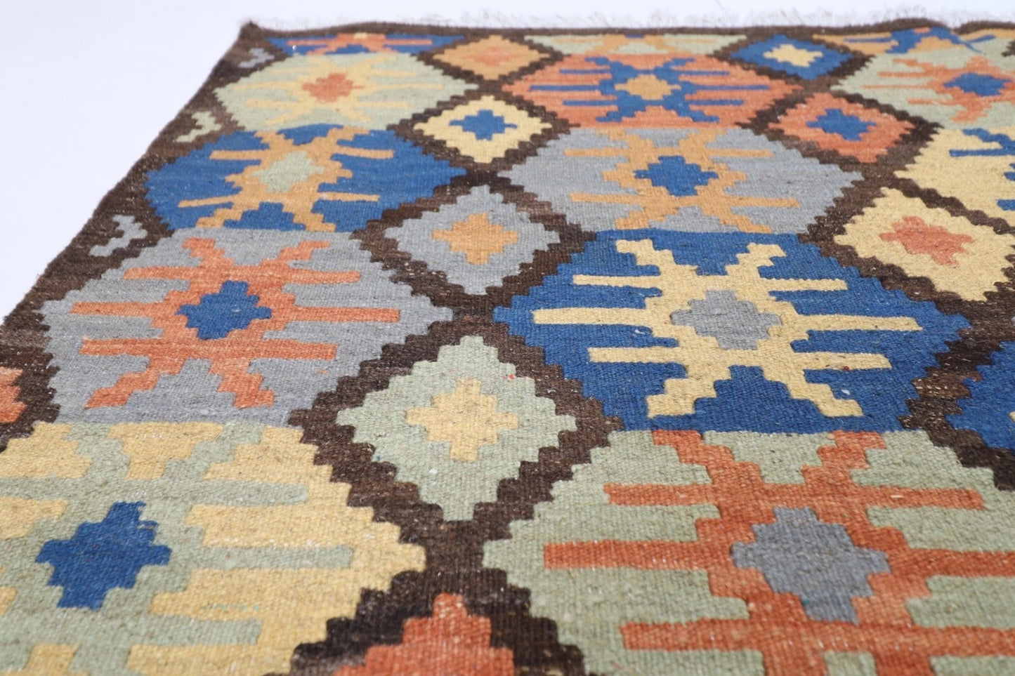 152 x 205 cm | Flat Weave Afghan Tribal Hand Knotted Veg Dye Wool Kilim