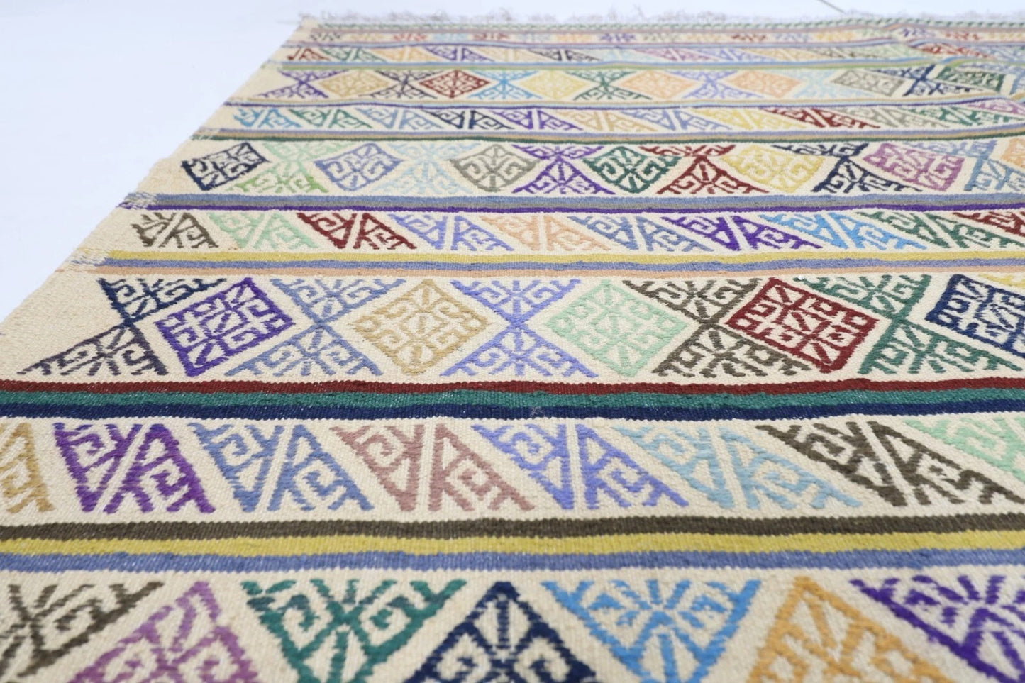 197 x 295 cm | Flat weaved Afghan Tribal Hand Knotted Carpet