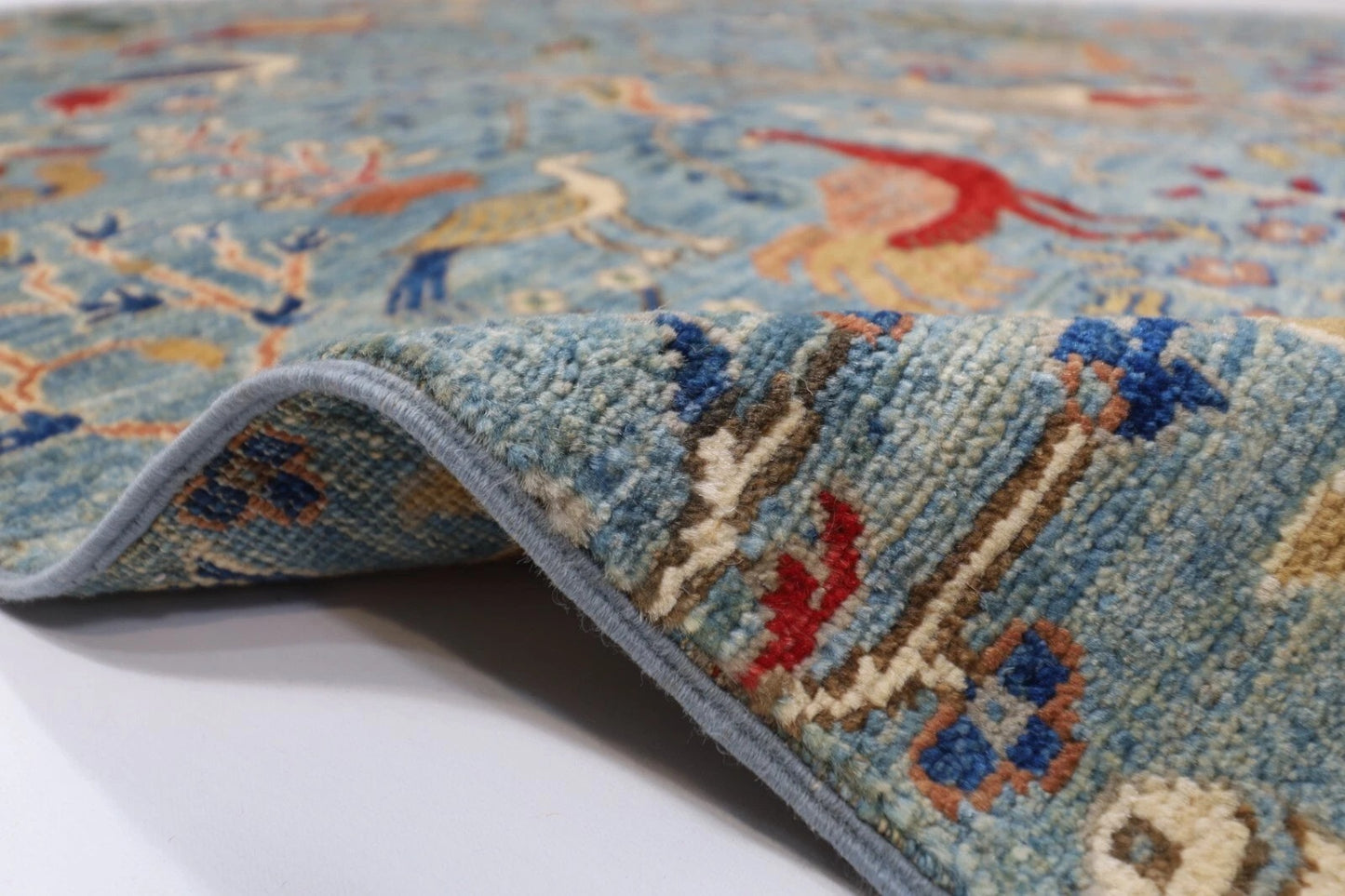 152 x 208 cm | Birds Afghan Tribal Hand Knotted Veg Dye Wool carpet