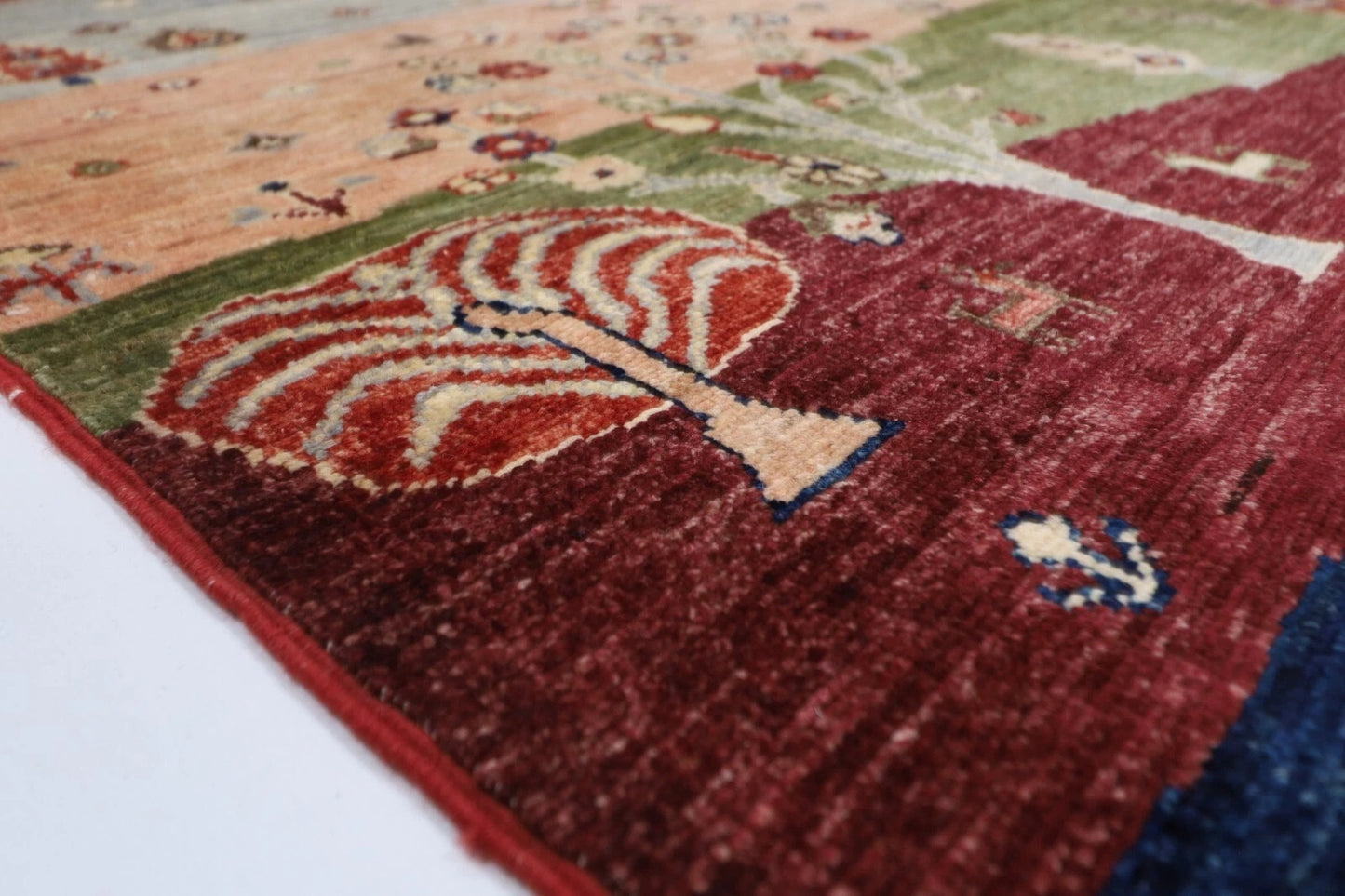155 x 201 cm | Landscape Afghan Tribal Hand Knotted Veg Dye Wool Carpet