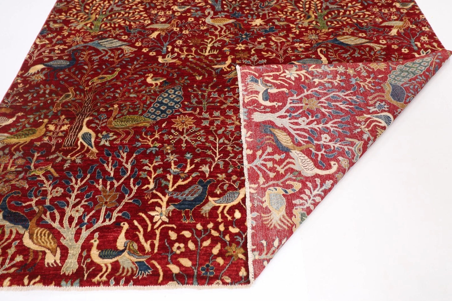 248 x 308 cm | Birds Afghan Tribal Hand Knotted Carpet