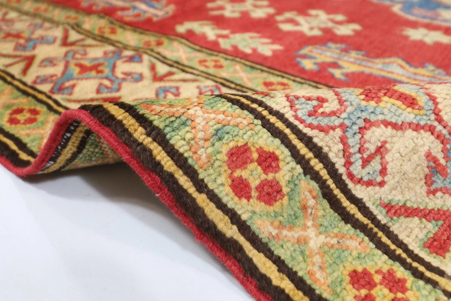 147 x 177 cm | Kazak Tribal Hand Knotted Veg Dye Wool Carpet