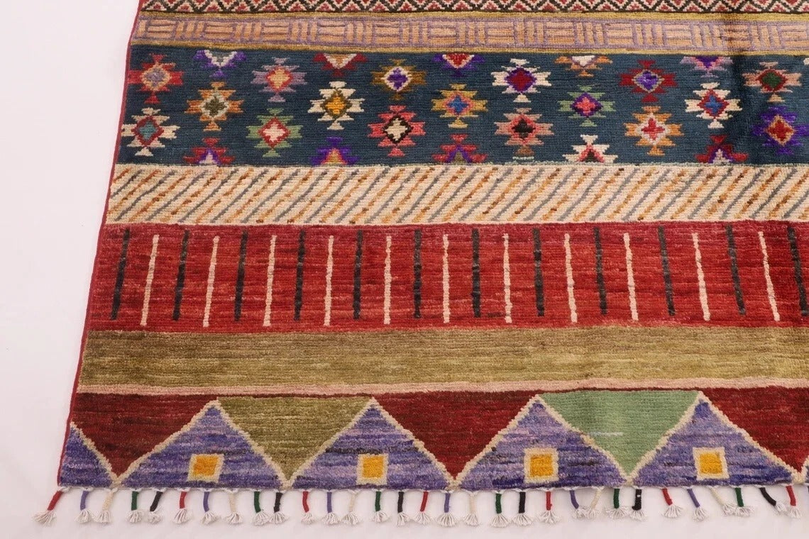 202 x 298 cm | Striped Gabbeh Afghan Tribal Hand Knotted Carpet