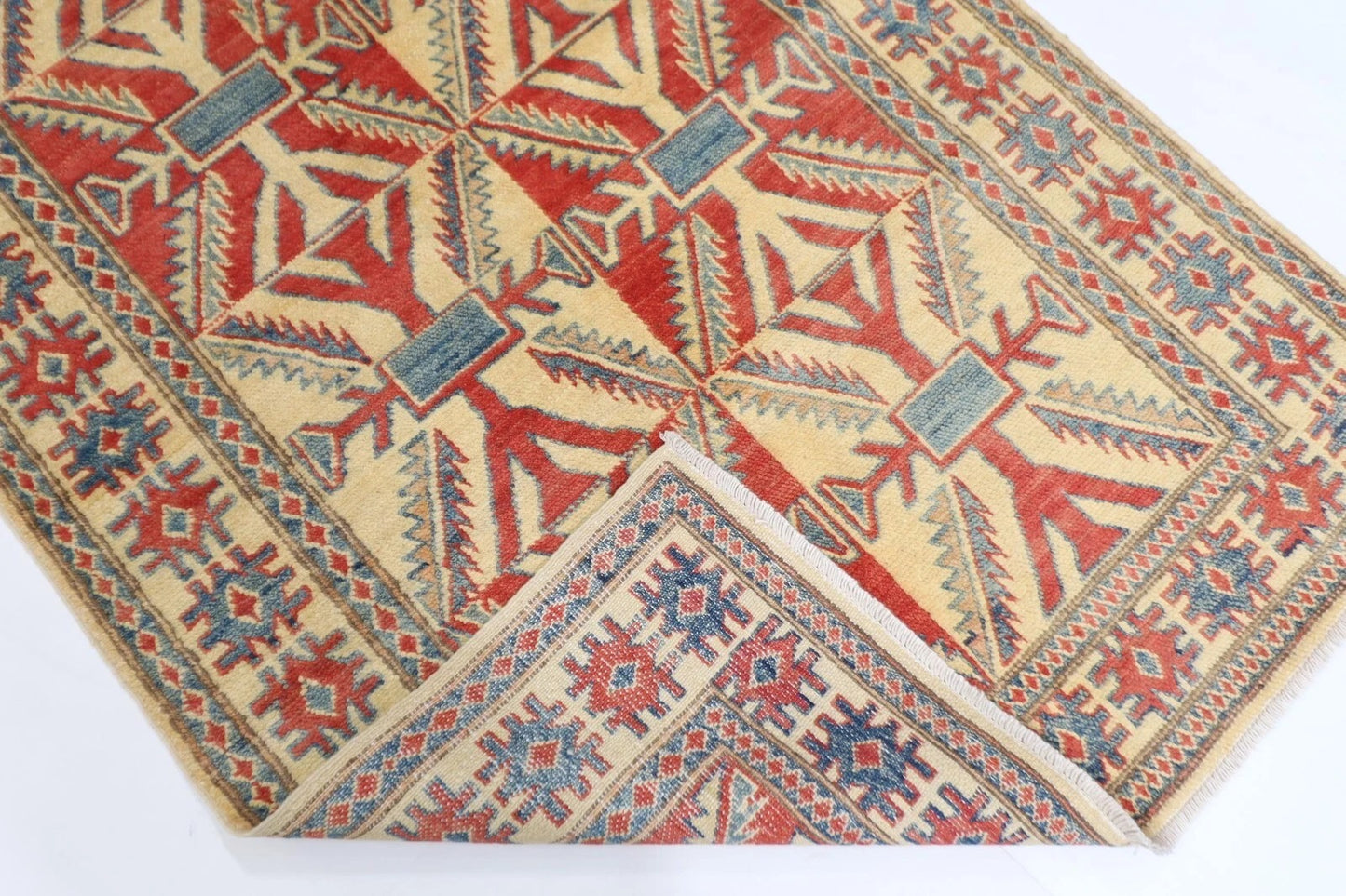 115 x 180 cm | Kazak Afghan Tribal Hand Knotted Veg Dye Wool carpet