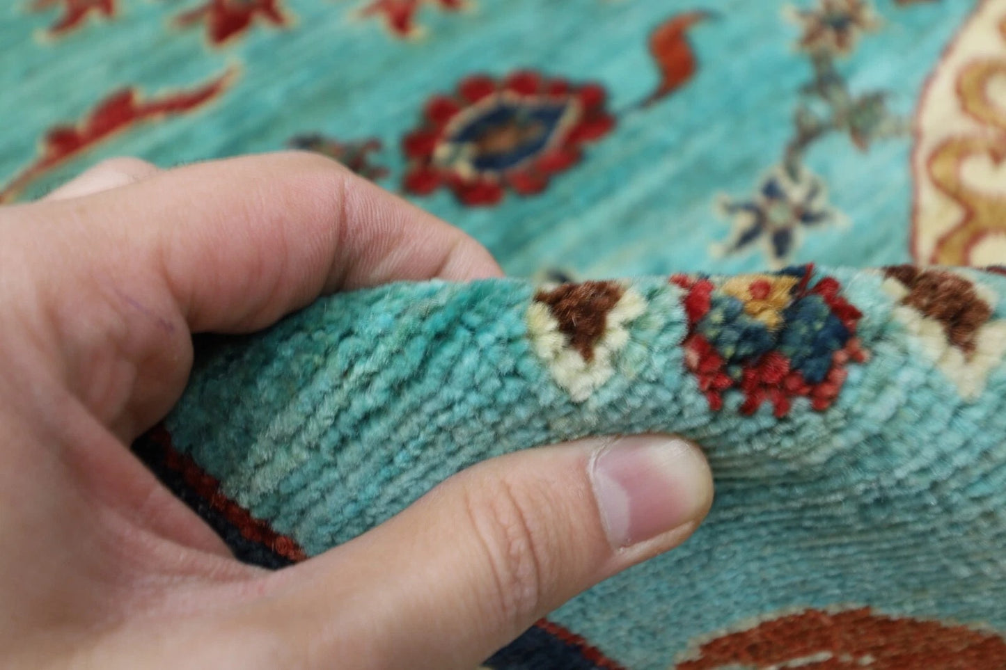 200 x 294 cm | Suzani Turquoise Afghan Tribal Hand Knotted Carpet