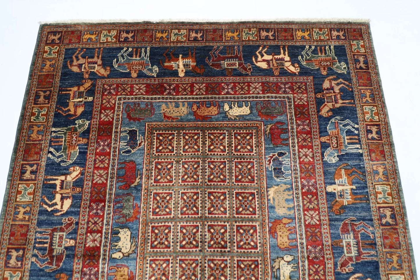 152 x 207 cm | Pazyryk Afghan Tribal Hand Knotted Veg Dye Wool carpet